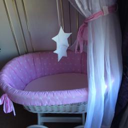 Loverly princess Moses basket on wheels in great condition nice big basket on top
