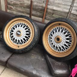 Selling 4 BBS wheels in good condition 
2 wheels whit low profile tyres and two without tyres