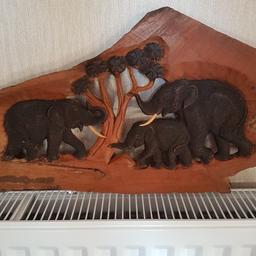For Sale wooden wall elephant carving 3ft x 1ft 1