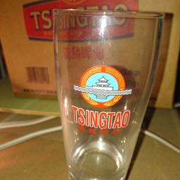 Chinese Tsingtao glasses maybe about 40 of them. Not sure if they've been used before but I found them in original boxes. Some of them been used. £1.00 for each glass.
