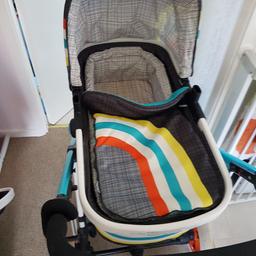 Cosatto Giggle New wave. Comes with pram unit, seat unit. Car seat only used once. Cosy toe and new changing by. Rain covers for pram and seat uints. And car seat rain cover.