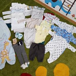 Verkaufe gebrauchte Babykleidung Gr. 50,56,62. Viele Marken Sachen H&M. Kann für Junge und Mädchen sein. Tier und rauchfrei Haushalt.
