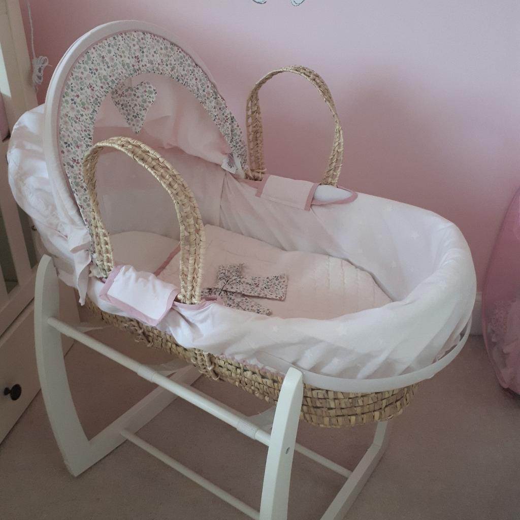 Millie and boris store pink moses basket