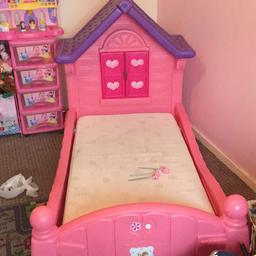Missing one bolt gorgeous toddler bed mattress dose have stains on can take it with mattress or leave it, good sturdy bed my daughter used it with out the bolts in an was fine