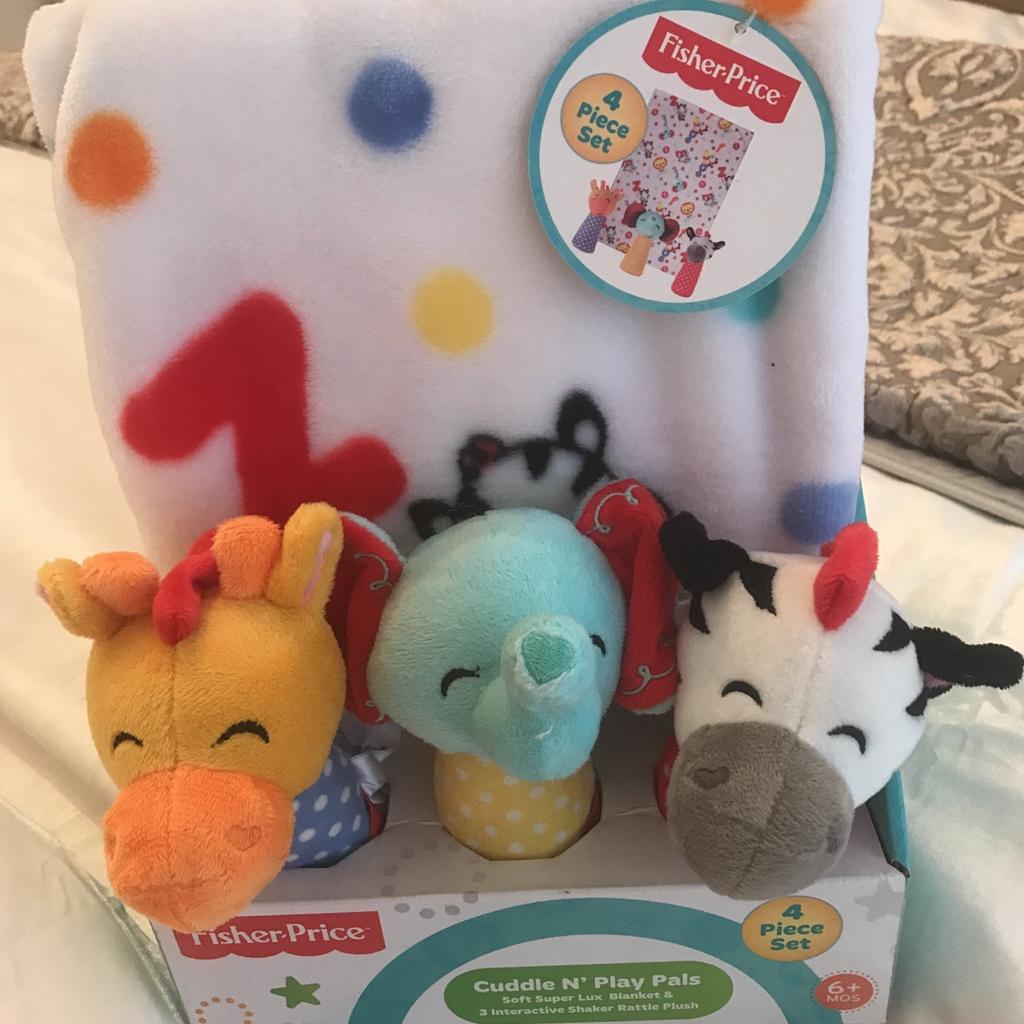 Fisher price blanket and rattle set on sale