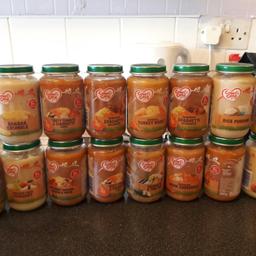 2x scrumptious peach and mango
1x banana crumble
1x orchard fruit
3x tasty tomato and courgette pasta
2x scrummy spaghetti Bolognese
1x butternut squash chicken and pasta
1x courgette and tuna rise
1x succulent pork casserole
1x Apple crumble
1x potato and Turkey roast
1x rice pudding

All in date till 2019 and sealed not opened must collect

No silly offers.