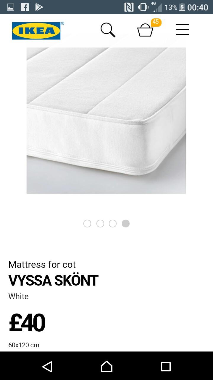 Ikea Gulliver cot with vyssa skont mattress in N4 London for £35.00 for