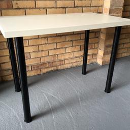 Small Ikea desk for sale from a smoke and pet free home. The table top is white and the legs are made from black metal. It’s 100cm x 60cm x 74cm (height from the floor). It’s in excellent condition and would be perfect for use in an office or children’s bedroom as a workspace. Any further questions please don’t hesitate to ask.