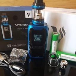 Comes boxed with spare glass coils charger etc
Is in full working order will also give 2 18650 batteries and some eliquid to get you started.