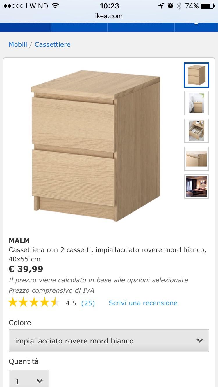 MALM Cassettiera con 2 cassetti, impiallacciato rovere mord bianco, 40x55  cm - IKEA Italia