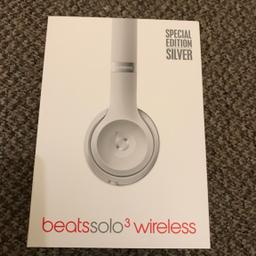 Beats Solo 3 Wireless Headphones . Special Edition Silver. Brand New In Box . Opened only to check fully working. Bought today 21st Sep from Apple Trafford Center, came free with purchase - apple for education promotion. Truly Excellent headphones . RRP £249 .