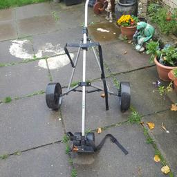 Hi I have for sale a golf trolley.folds away quite small .been a great trolley just got a new one so don't need any more .