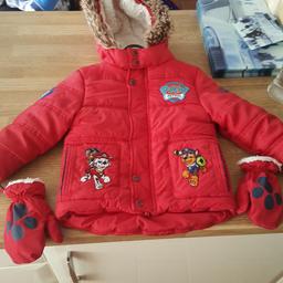 Paw patrol coat worn but still in very good condition. Comes with attachable mittens. Collection only.