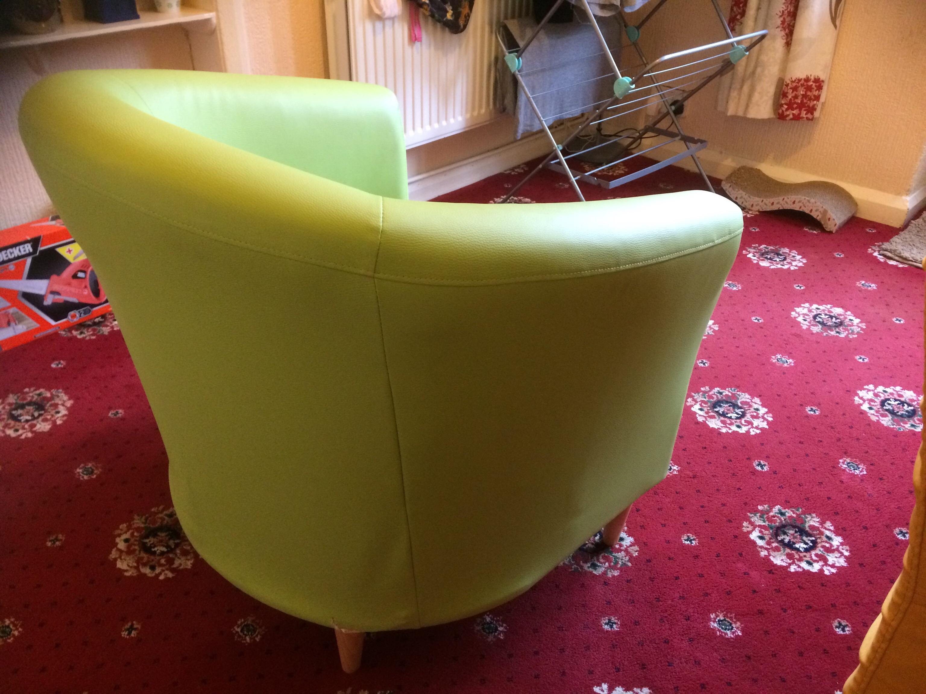 green tub chair living room