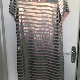 Beautiful, shimmery shift style dress. Only worn a couple of times. Loose and baggy style so easily fits size 10 even though it's an 8. Just above knee.
