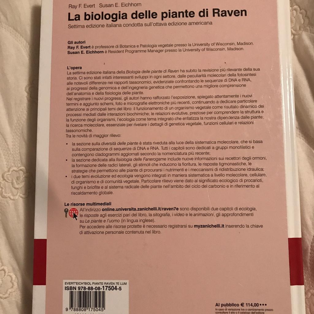 LA BIOLOGIA DELLE PIANTE DI RAVEN in 54100 Massa for €68.00 for sale Shpock