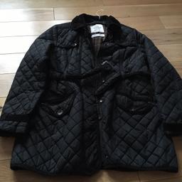 Used ladies black Barbour style coat size 14 in good condition