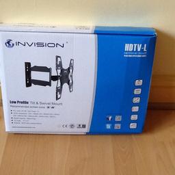 Invision make low profile,cantilever mount with tilt and swivel action TV support.Suitable for TV's ranging from 28-60 inches. Never used and still in original box with full fitting instructions.Cost over £60 new