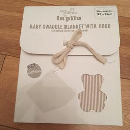 Brand new in box baby swaddle blanket with hood