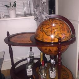 Retro Globe Wine Bar Cabinet Wood Alcohol Trolley Storage Glass Bottle Holde
Use few months 
Pick up only