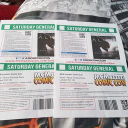 I am selling two Saturday general tickets for MCM london comic con for this Saturday coming. I am selling them because I Can not go to this Saturday, I got other arrangements.