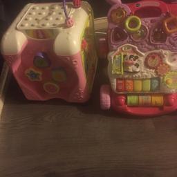 Interactive activity cube and baby walker. Barely used as had two of each. Perfect for 6 to 3 years. In excellent condition and all parts play. Will sell separately 6.00 each