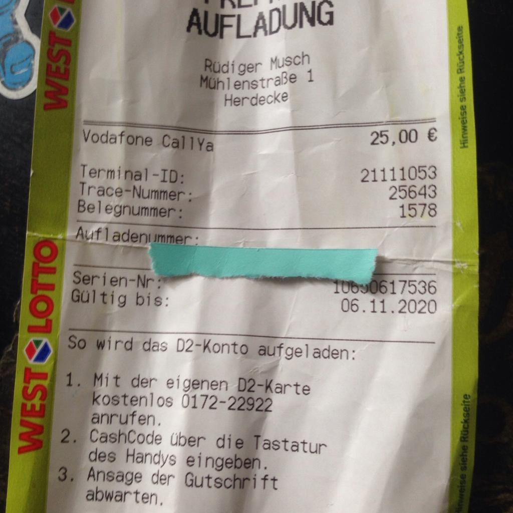 Prepaid Guthaben AT Verkauf in Dortmund Shpock 20,00 44139 Vodafone zum € | für