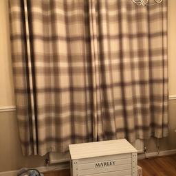 Cream and beige check curtains 90x90 , excellent condition from a pet and smoke free home and only 8 months old. Selling for £15