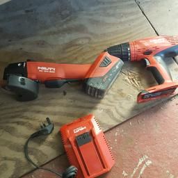 Hilti grinder 22v also 22v drill 1 battery and charger  all in good used condition