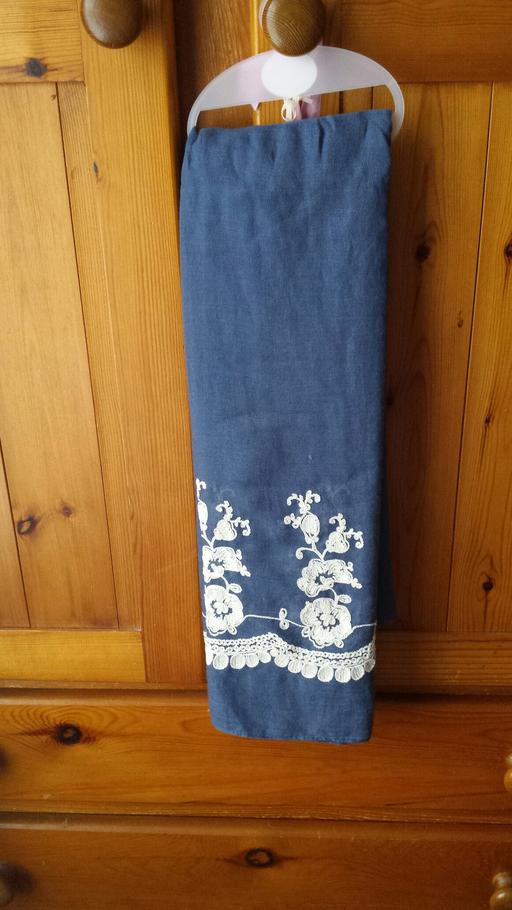 Buy & Sell Staffordshire Cannock Chase - Photos for NEW BLUE LINEN SCARF WITH EMBROIDERED BASE..