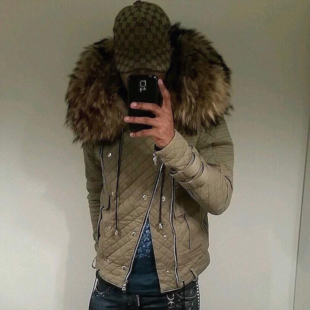 Balmain raccoon fur on sale jacket