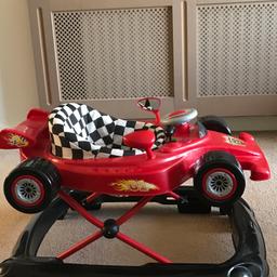 This is a racing car baby walker in excellent condition it is musical and been washed ready for your little one to use