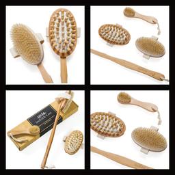Brand New Lovely Body & Face Brush set for Dry Skin Brushing with Natural Boar Bristles and Detachable Long Handle - 
Gift boxed
Collect from Haworth