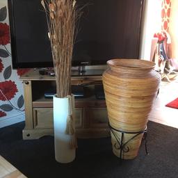 2 very large vases/twig holders one with stand