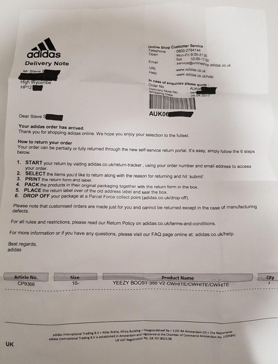 adidas return form