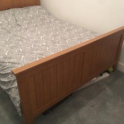 Beautiful double bed for sale, absolutely nothing wrong with it just too big for my room, sturdy one owner clean no scratches almost new!!! Sad to let it go w/ or without mattress (price vary) w/ bedside table