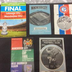 A collection of 5 historic Man City football programmes
Including the 1969 winning cup final programme and 1970 cup final against West Brom
All in great condition
Can post if unable to collect for price of postage
Call or text 07917 548793