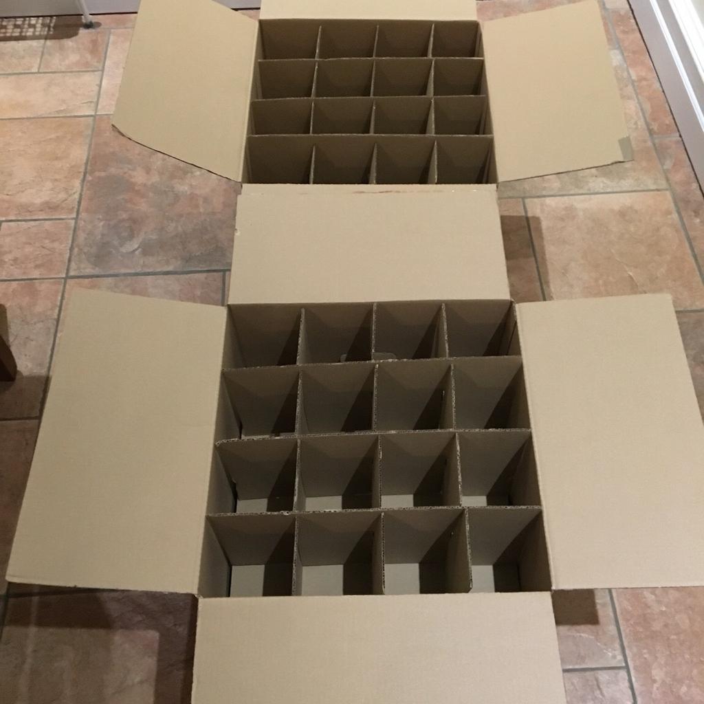 2 x Cardboard boxes with glass/mug dividers in MK9 Walk for £10.00 for