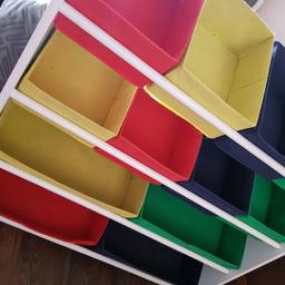 Need somewhere to store all those blocks, lego pieces and soft toys? This bright and colourful unit will look good in any childs room. Hardly been used and still in brilliant condition!