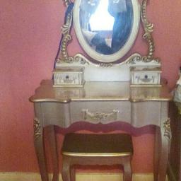 Silver dressing table and stool.. Good condition few marks from ageing.. £80 ono originally from dunelm £250