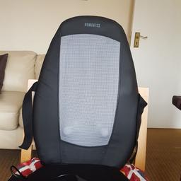 Perfect for back ache. Good as new. Shiatsu massage with heating and 3 different positions. Fits well in any chair and can use on sofa ad well.
