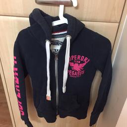 Women's used navy with pink logo superdry zip hoodie xs