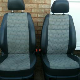 2 front seats. Half leather effect. Removed from 2013 50k miles. Pictures of both bolsters that usually wear on the seats, all excellent. Excellent easy upgrade from basic cloths. Nice looking seats. Been sat in garage so little dust.