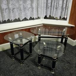 Lovely set of 3 gold an black coffee table