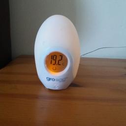 gro egg baby room thermometer , lights up a soothing light and changes colour to alert you of temperature changes. Turns red when room is too hot for baby and turns blue when too cold. stays orange in ideal temperature