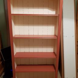 Solid book case pine painted reduced for quick sale as replacing with different furniture