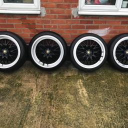 I have 18 inch deep dish 5 stud alloy wheels for sale they are in perfect condition with new wheels.
These are sports wheels, rears ones are wilder them the front ones
REAR WHEELS 225/40 ZR18 92W | XL
FRONT WHEELS 215/40 ZR18 89W | XL
These came off GT golf but fit many.