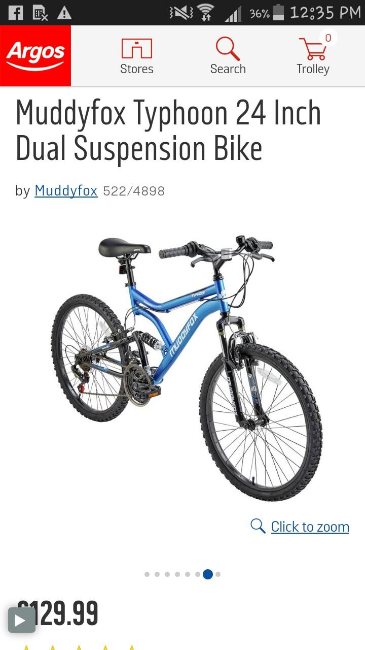 Muddyfox typhoon 24 outlet inch dual suspension bike