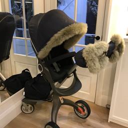 Stokke Xplory v3 in fab condition. Gorgeous quality pram at a fraction of retail price.

Comes with everything in photo:
hand muff
hood fur trim 
shopping bag
as well as a rain cover not in photo.

No carrycot. If wanting to use from 0-3 months then either newborn wedge or carrycot should be purchased separately.
No longer needed as my little one insists on walking everywhere.

No swaps, no time wasters, no holding it etc. Priced to sell. First to see will buy. Collect from Hoylake.