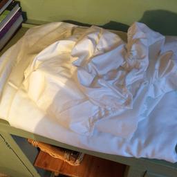 Washed and very clean. White 100% cotton fitted sheet.